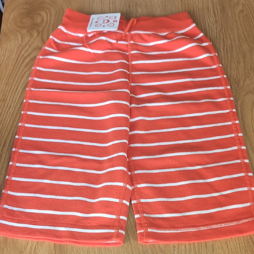 NWT Hanna Andersson Coral and White Striped Shorts 120